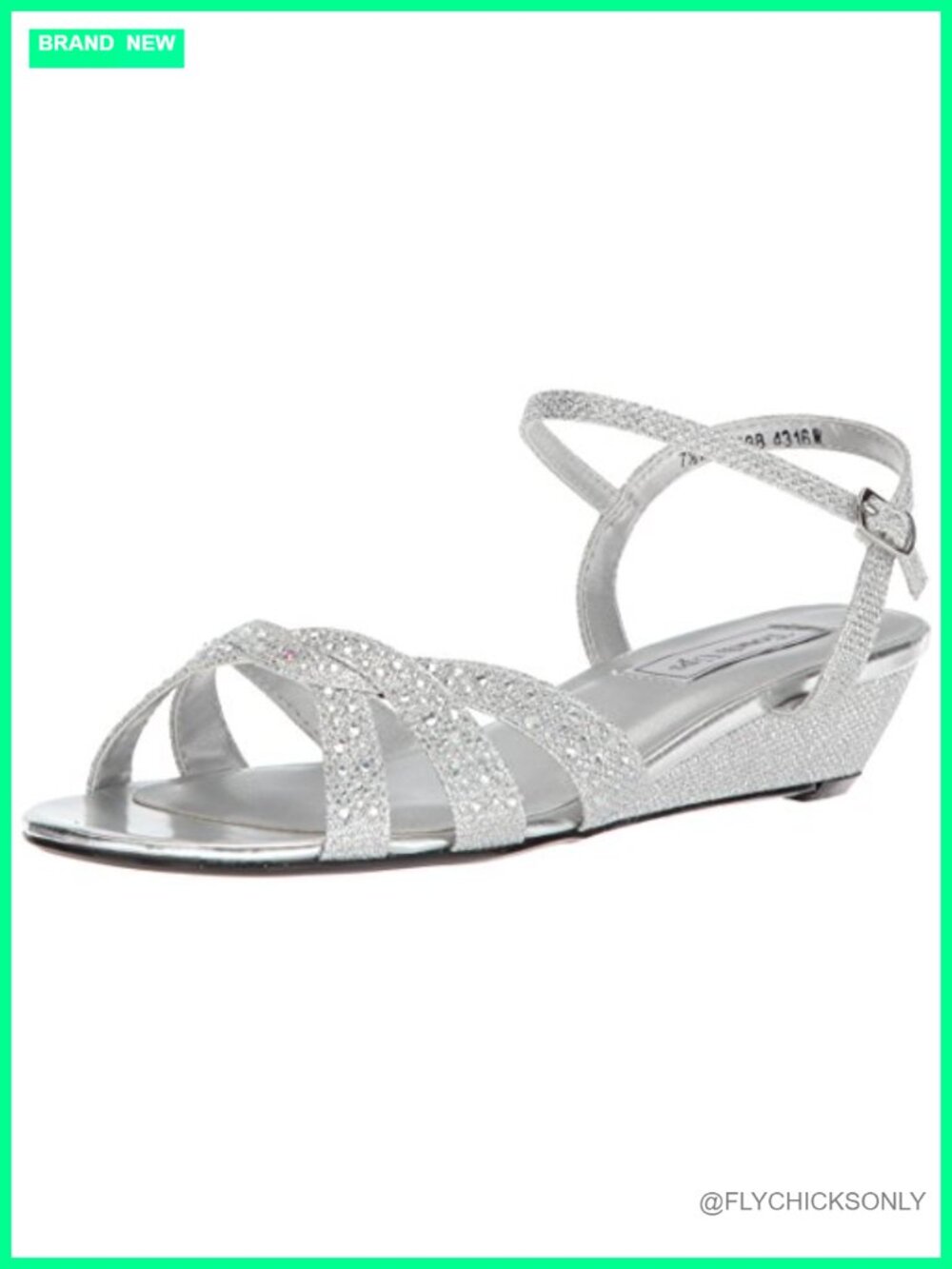 Touch Ups Lena Faux Leather Rhinestone Slingback Wedge Sandal